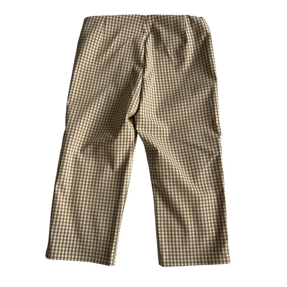 NWT ZARA Gingham Capri Pants Tan & White XS - Picture 3 of 7